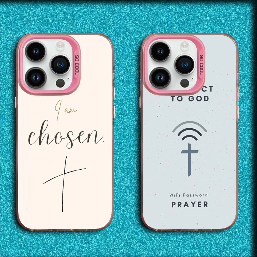 

Jesus Bible Verse Christian Phone Case For iPhone 16,15,14,13,12,11,Mini,Pro,SE,MAX Pink Matte Silicone Cover