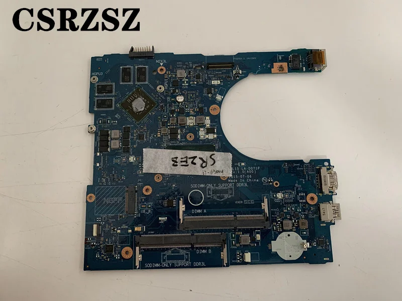 CSRZSZ  LA-D071P CN-0YVT1C 0YVT1C YVT1C  For Original Dell inspiron 15 5559 Laptop motherboard  SR2EZ I7-6500UTested ok