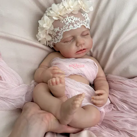 45cm Solid Silicone Reborn Baby Girl LouLou Can Open Mouth Full Body Silicone 3D Paint Skin Lifelike Newborn Doll for Collection