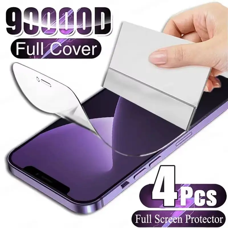 

1-4Pcs Full Cover Hydrogel Film 15 Pro Max 13 11 14 16 Screen Protector For Iphone XR XS MAX 12 Mini 7 8 Plus SE