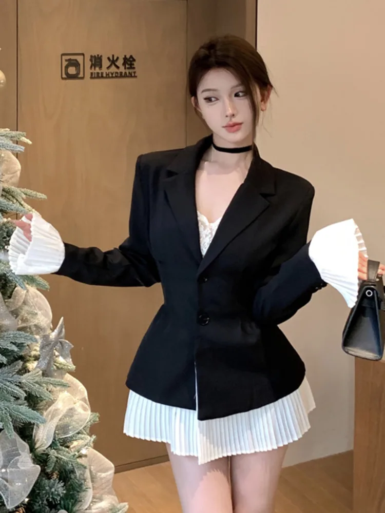 2024 New Spring Blazer Coat Women Suit Jacket Female Single Breasted Long Sleeve Ladies Black Blazer Women Slim Blazer Outwear