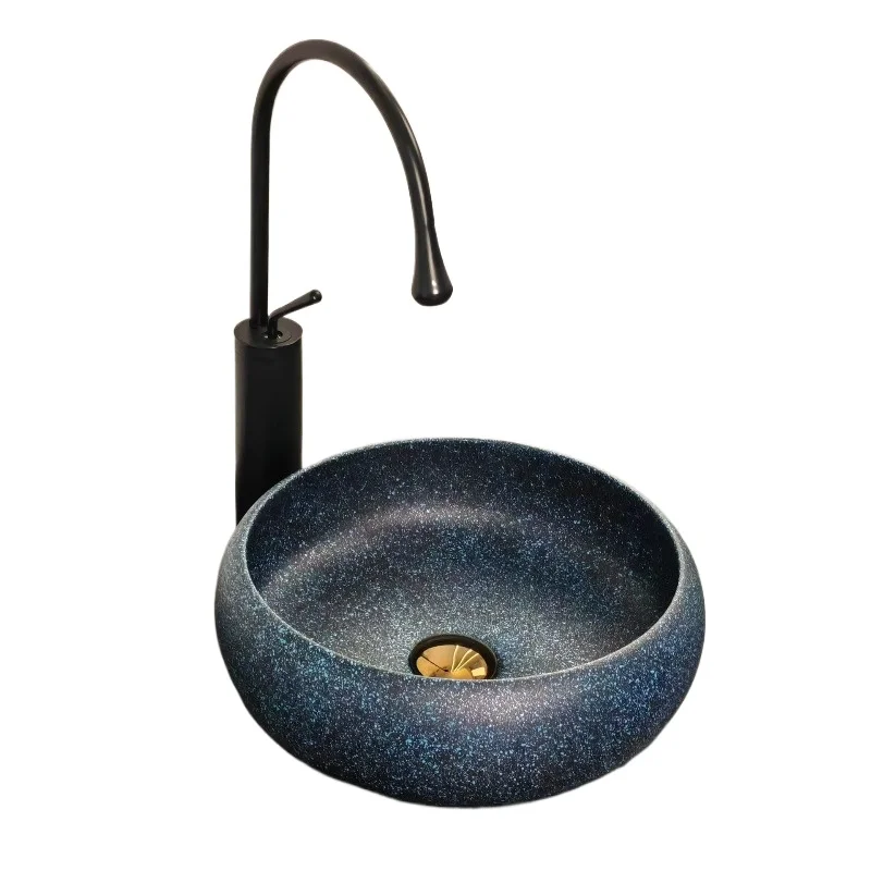 

Modern elegant ceramic wash basin black matte marble rectangular bathroom countertop