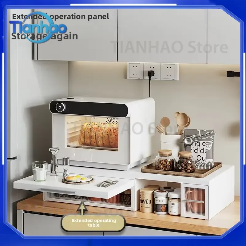 Acrylic Cup Holder Shelf with Dustproof Cover for Kitchen Counter Coffee Machine Stand Multifunctional Desktop Organizer Rack