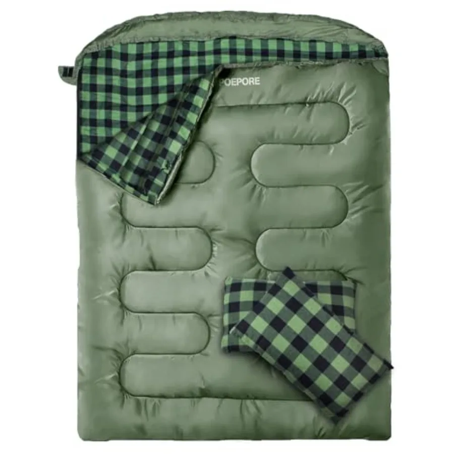 

Double Sleeping Bag Flannel for Adults with 2 Pillows 2 Person Sleeping Bags Camping XXL Queen Size Two Person Sleeping Bag for