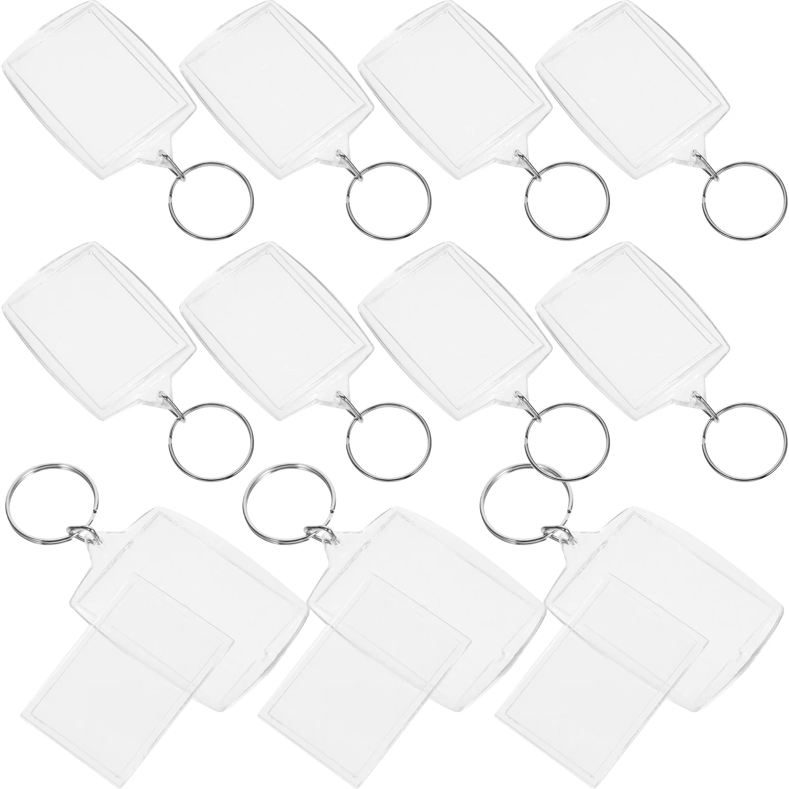 

100 Pcs Key Holder Keychain Round Transparent Blank Insert Photo Frame DIY Split Ring