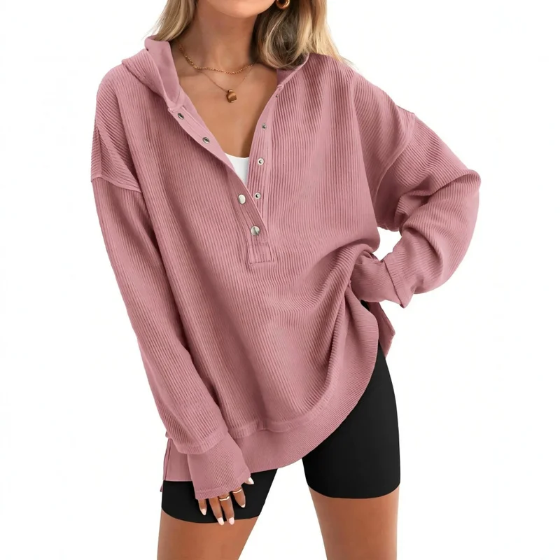 QICHE Women 2026AW Ropa Mujer Solid Hoodie, Loose Raglan Sleeve Autumn Winter Sweatshirt