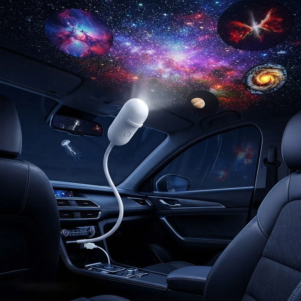 Romantic LED Starry Sky Night Light USB Powered Saturn Galaxy Projector Lamp for Car Roof Party Room Ceiling Decor Plug and Play