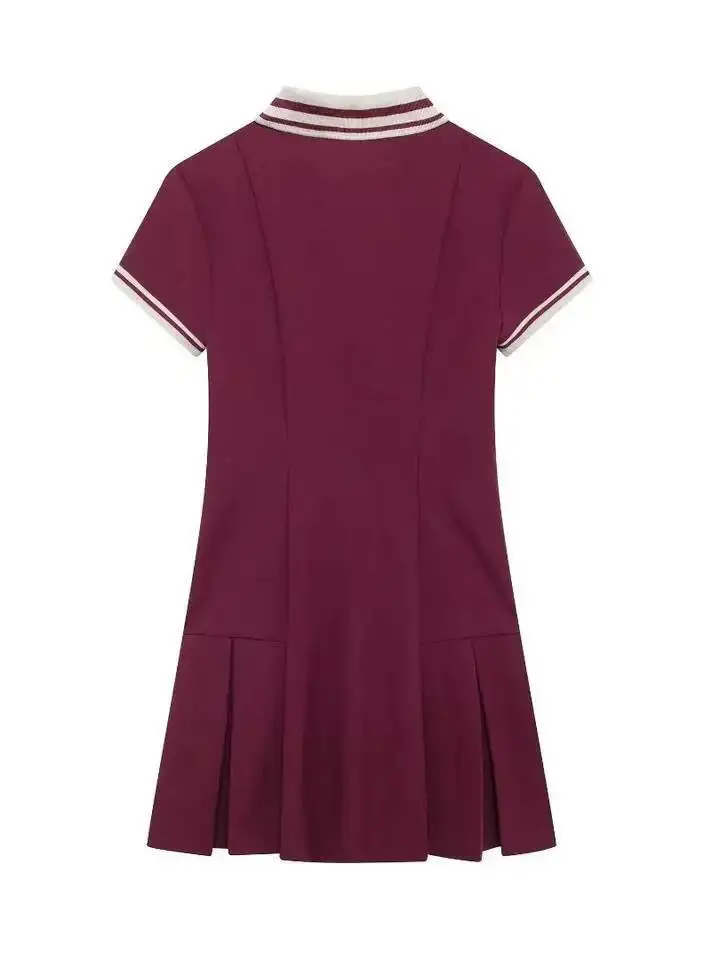 فستان نسائي قصير مرقع بأكمام قصيرة وطيات واسعة فستان نسائي أنيق غير رسمي فستان قصير أساسي Mujer Vestidos تي شيرت K1D5