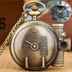 Bronze Steam Train Pocket Watch for Men Quartz Movement Roman Numeral Dial Clock Durable Necklace Watches Collectibles to Lady