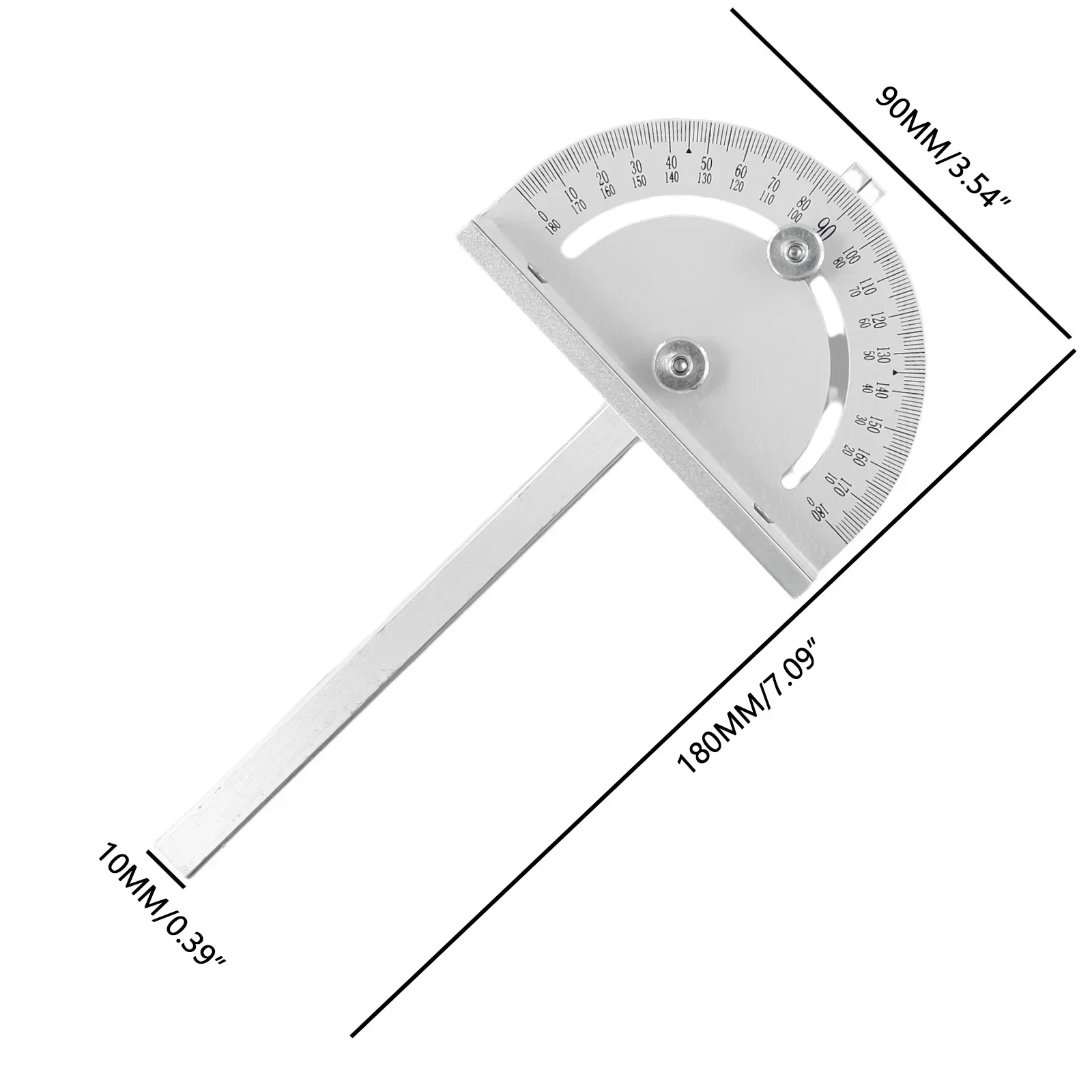 Règle d'angle en métal argenté avec fente en T, 180x90mm, routeur circulaire, jauge à onglets avec grande poignée pour mini scie à table, outil de travail de calcul, bricolage