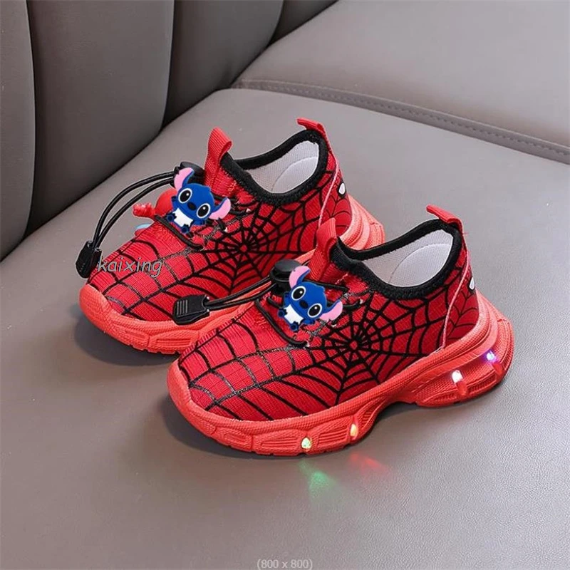 New Children\'s Led Light Shoes Fashion Mickey Minnie Stitch Kids Sneakers Spring Autumn Boys Sport Shoes Anti-slip Girls Shoes