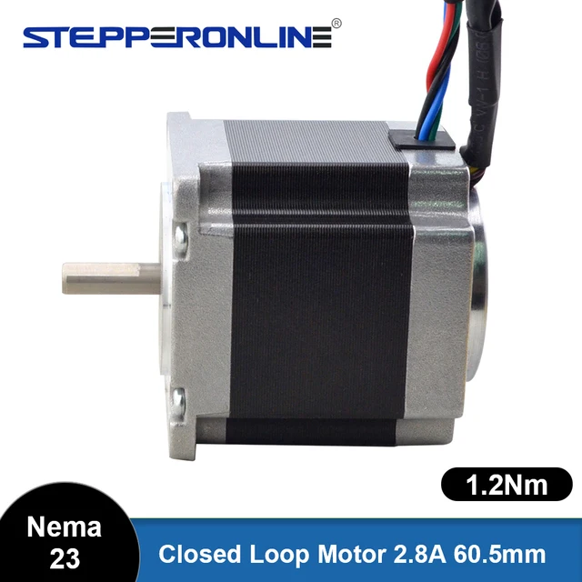 STEPPERONLINE Nema 23 pętla zamknięta silnik krokowy 1.2Nm 2.8A z enkoderem magnetycznym 6.35mm serwosilnik wału silnik krokowy z zamkniętą pętlą