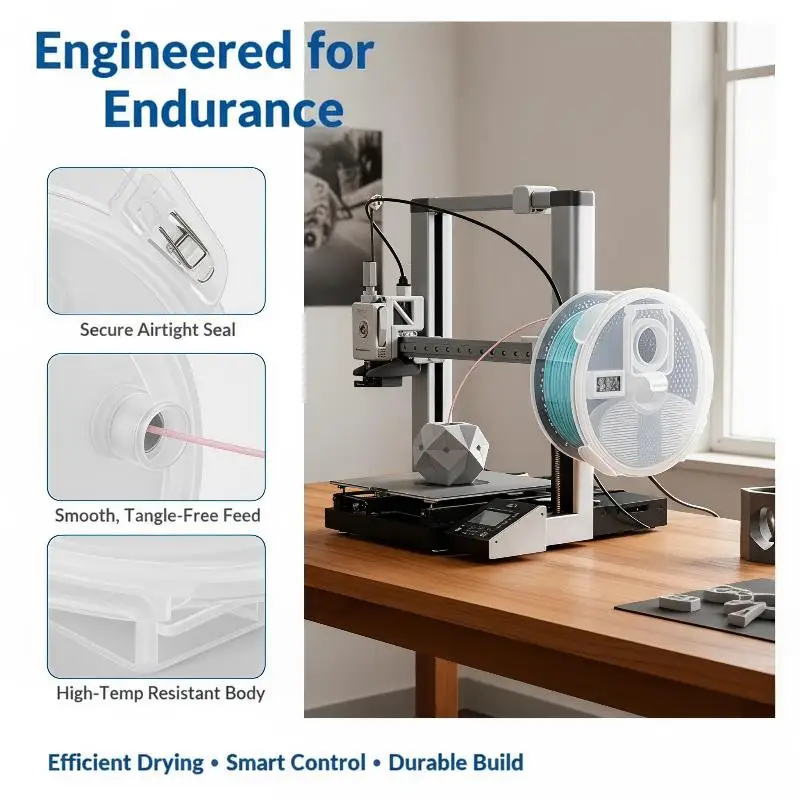 Wall‑Mounted 1KG 3D Printer Filament Dry Box Dust‑Proof Moisture‑Resistant Sealed Storage Case with Filament Holder