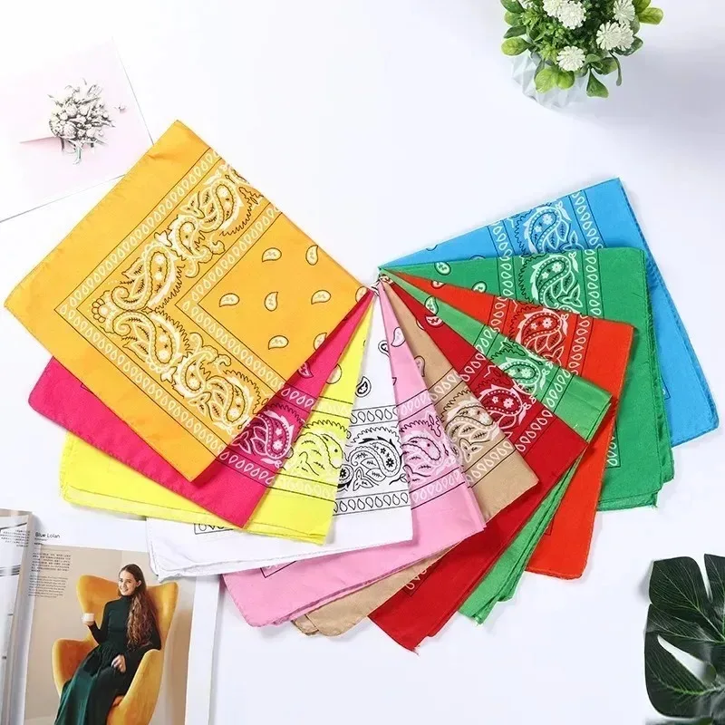 3/1Pcs Fashion Hip Hop 100% Cotton Bandana Square Scarf 55cm*55cm Black Red Paisley Headband Printed For Women/Men/Boys/Girls