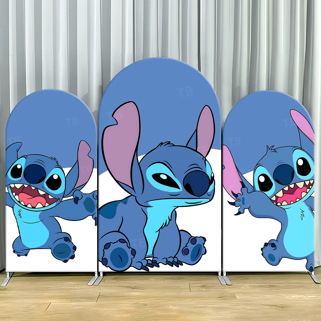 

TB Disney Blue Stitch Theme Arch Backdrop Cover for Kids Birthday Party Decoration Photograph Background Wall Baby Shower Props