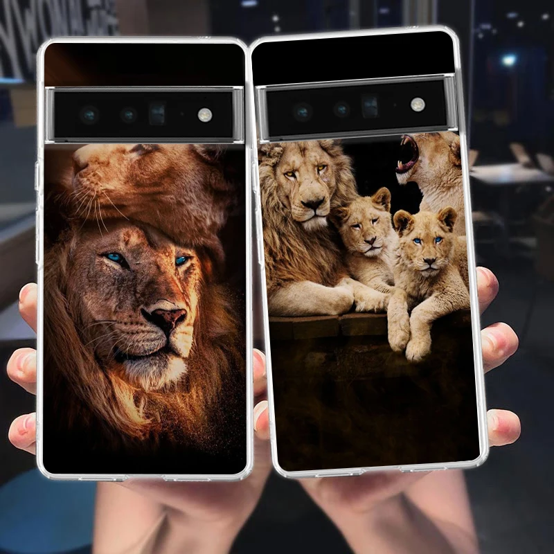 Lion Alpha Male Cub Phone Case Cover for Google Pixel 9 8 7 6 5 4 4XL Shockproof Soft 7A 6A 5A 4A 3A XL Pro 5G Transparent Shell