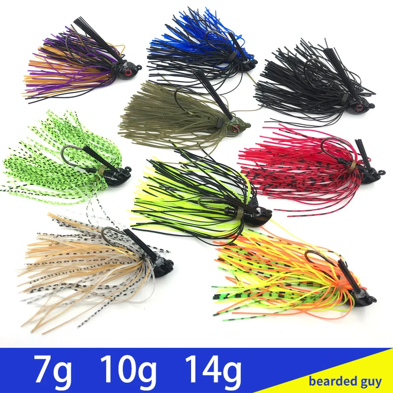 Jig Lure Spinner Bait 7g 10g 14g Skirt Beard Fishing Lures Rubber Jig Buzzbait Swim Jig Head For Bass Pike Wobbler Fishing Hooks