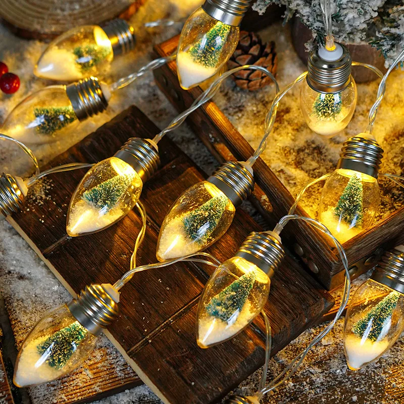 New Christmas Tree LED Clear Light String Wishing Ball Xmas Snowman Tree Gifts Mix Light Festival Window Decoration Light String