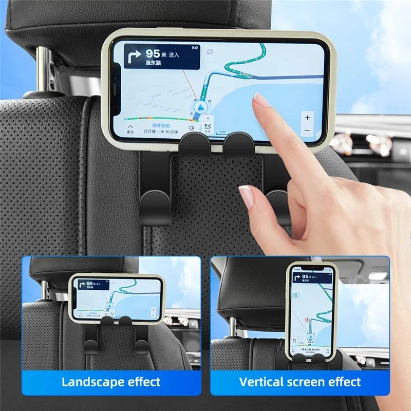 1/2pcs Multifunctional Car Seat Back Hook Double Head Phone Hanger Headrest Hanging Bag Storage Hanger Car Interior Accessories