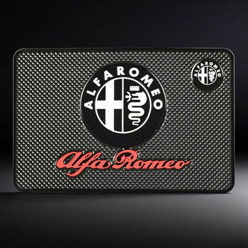 【Premium Non-Slip Dashboard Mat】Alfa Romeo Logo Car Anti-Skid Pad PVC Material for Giulia Stelvio Giulietta Interior Accessories