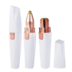 2 IN 1 Rechargeable Epilator Electric Eyebrow Trimmer Female Body Facial Lipstick Shape Hair Removal Mini Painless Razor Shaver