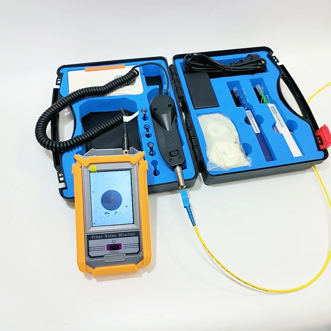 FVM-100 Fiber Optic Inspection Scope Microscope Fiber Optic End Face Inspection Detector Fiber Cleaning Tool