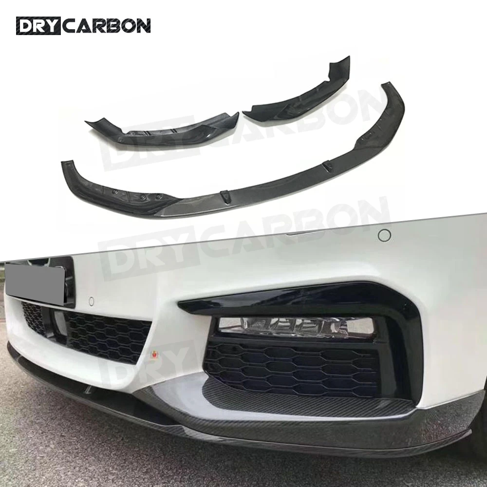 5 Series M Style Carbon Fiber Front Bumper Lip Spoiler with Splitters for BMW G30 G31 G38 M Tech 2017 2018 Body Kits