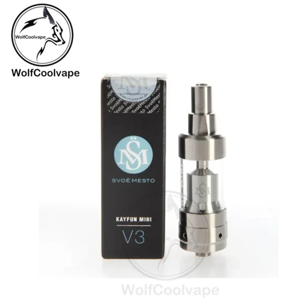 Kayfun Mini V3 RTA MTL Vape Tank من Wolfcoolvape 2ml 19mm رذاذ فردي قابل لإعادة البناء لمعدلات ومجموعات السجائر الإلكترونية
