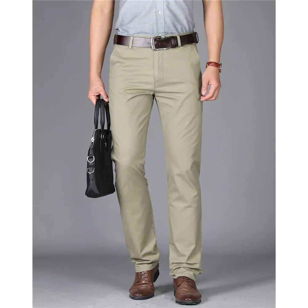 

MRMT 2025 Brand New Mens High-waisted Trousers Pure Color Men's Pants for Male Cotton Thin Pant Man Straight Trouser