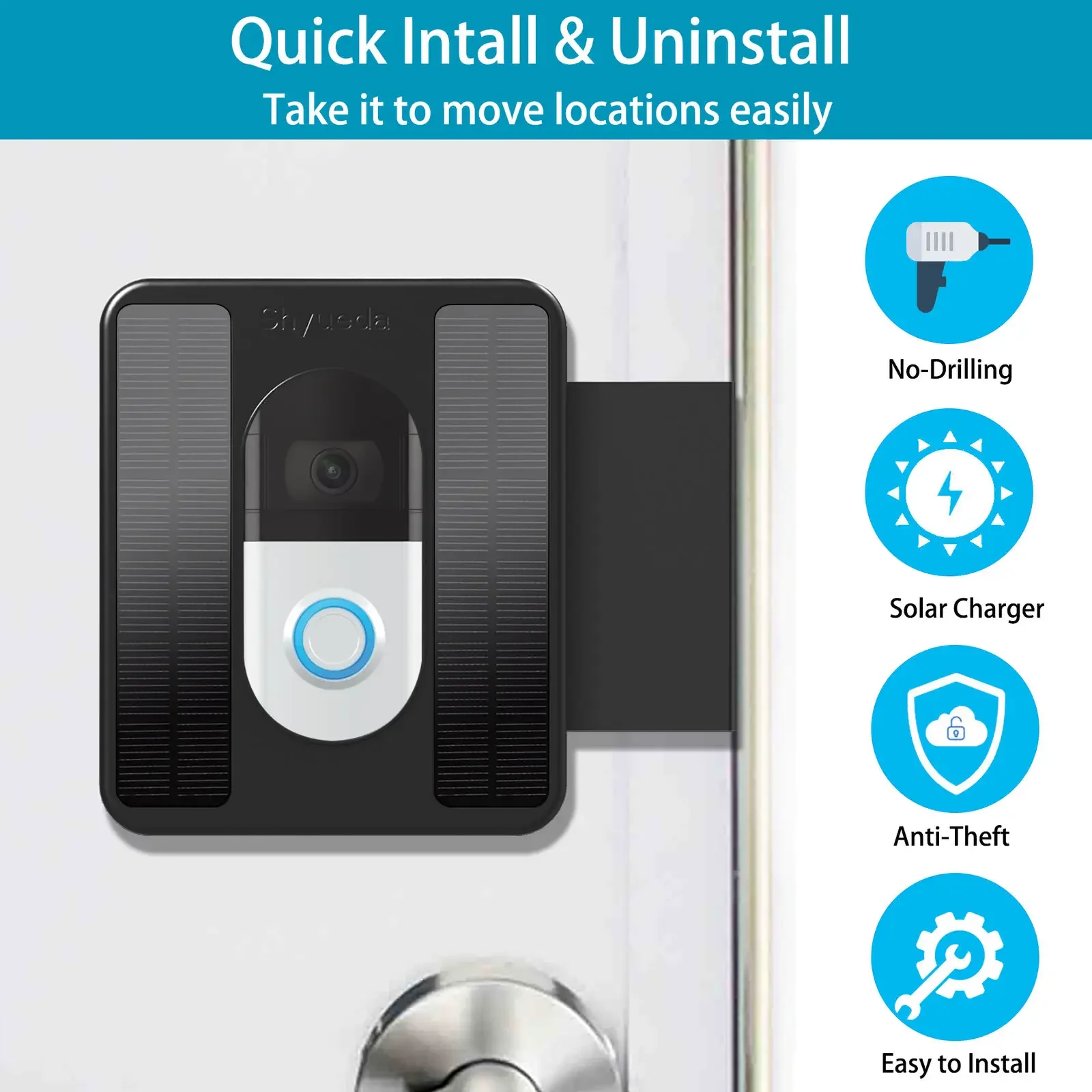 Solar ladegerät Panel Anti Theft Video Türklingel Halterung Halterung für ring türklingel 3/3 Plus/4