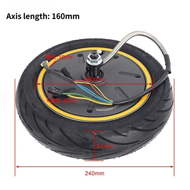 36V 500W Rear Drive Motor for MAX G30 E-Scooter, 37cm Wire & Yellow Rim Fluorescent Green Wheel, High Power Replacement Motor