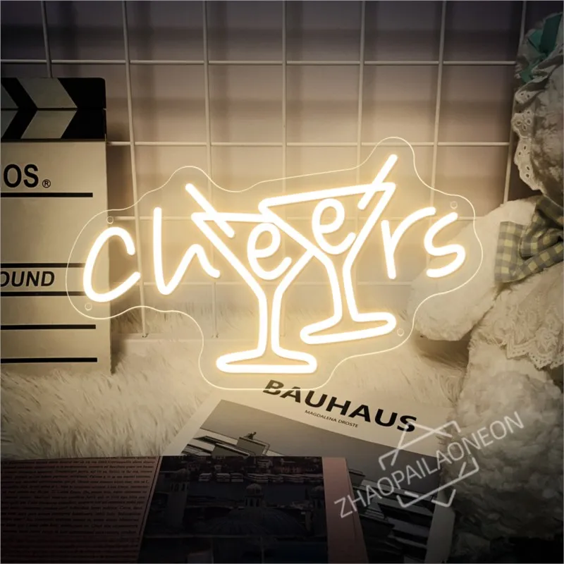 Cheers Cocktail Neon Sign Bar LED Neon Light Sign Bars Club Man Caves Birthday Party Wall Decoration Restaurant Hotel Neon Light