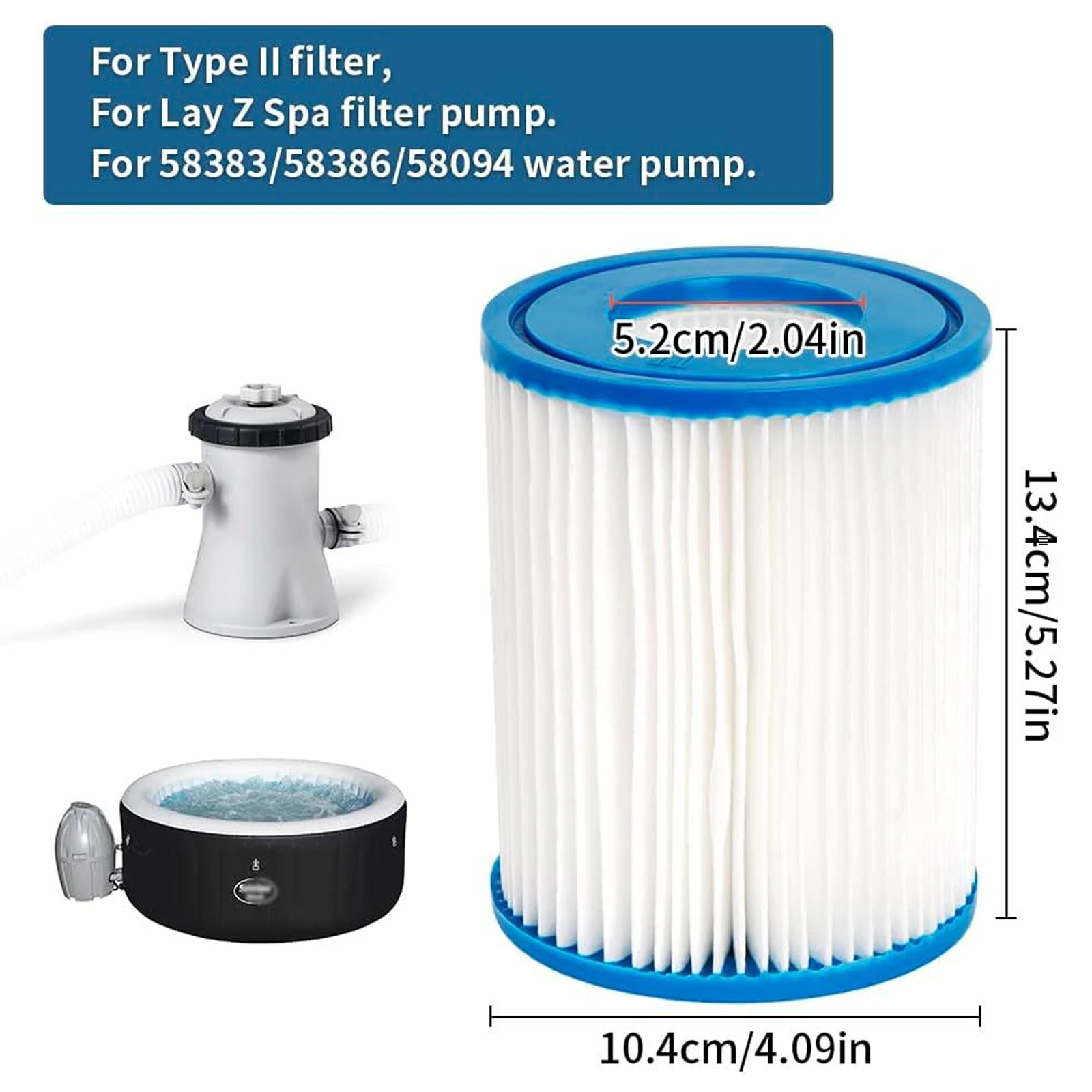 1 Pcs Swimming Pool Filter Pump Filter Element for Bestway II VI Lay-Z-Spa Outdoor Garden Pool Water Sports Accessories