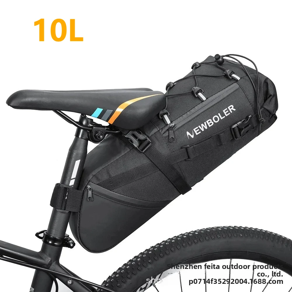 

NEWBOLER 10L Large-Capacity Waterproof Bike Saddle Bag - Foldable Rear Tail Trunk for MTB Road Cycling Bikepacking