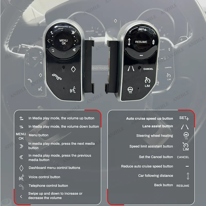 for Car Steering Wheel Buttons Range Rover Vogue L405 Sport L494 for Land Rover Discovery 5 Style Keys Touch Button