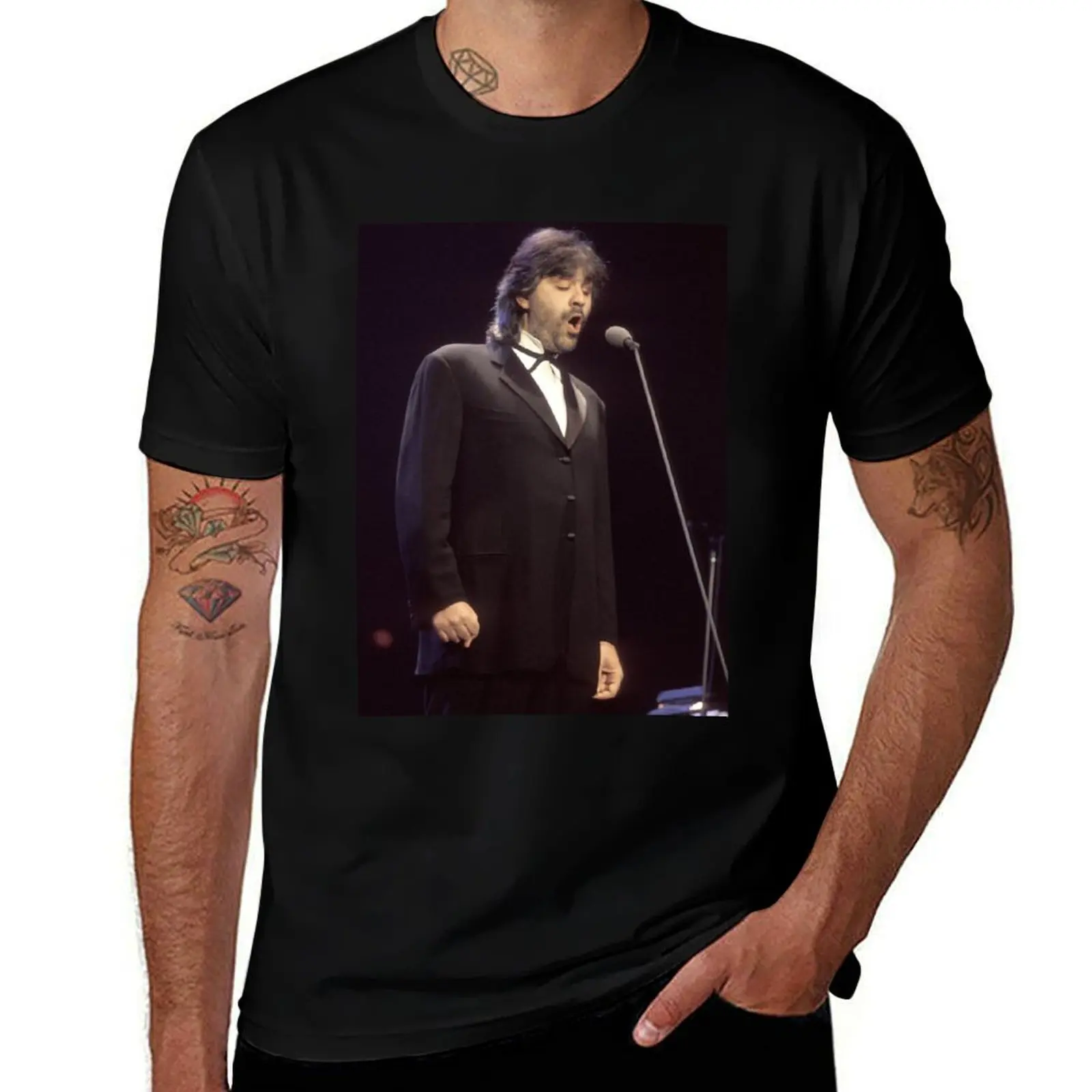 Women Men Andrea Bocelli Photograph Cool Gifts T-Shirt Simple Solid Color Crew Neck Tee T-Shirt