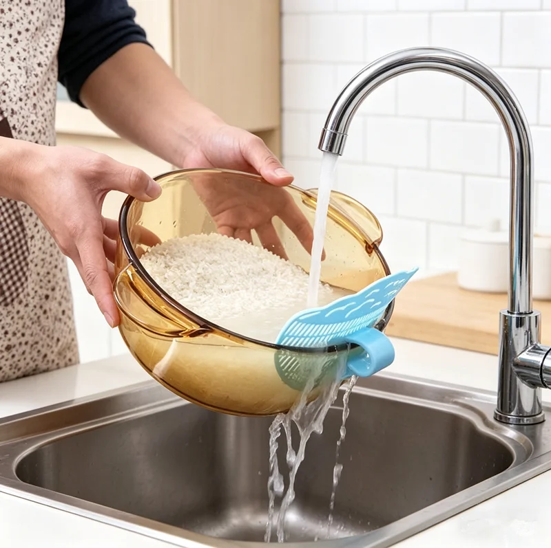 1 Piece Multi-purpose Rice Drainage Basket Fruit & Vegetable Filter Sieve Small Kitchen Tool for Efficient Food Separation