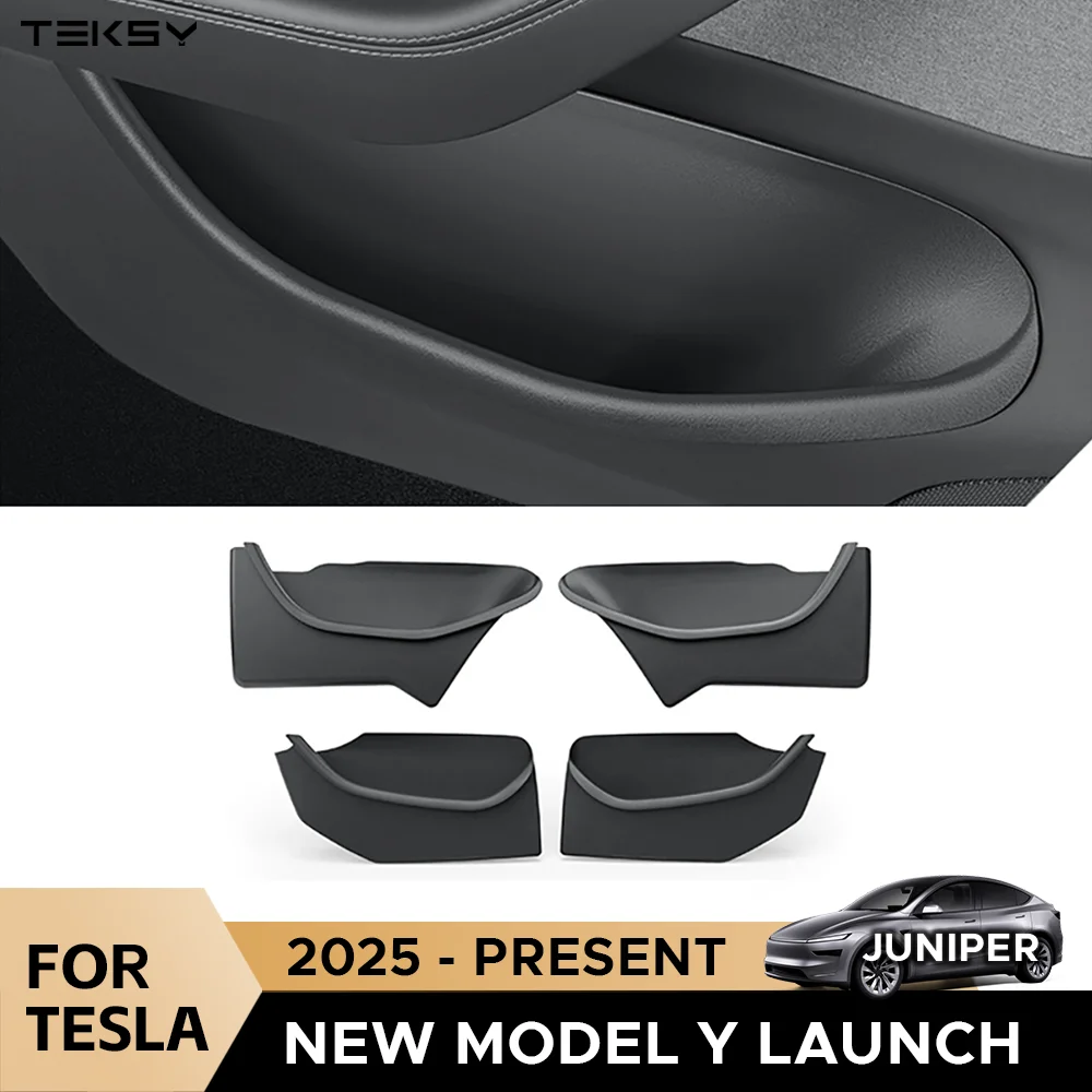 

4 шт. для Tesla New Model Y 2025 Launch Juniper, боковая дверь автомобиля, полный чехол, ящик для хранения, TPE, органайзер для хранения дверей, аксессуары