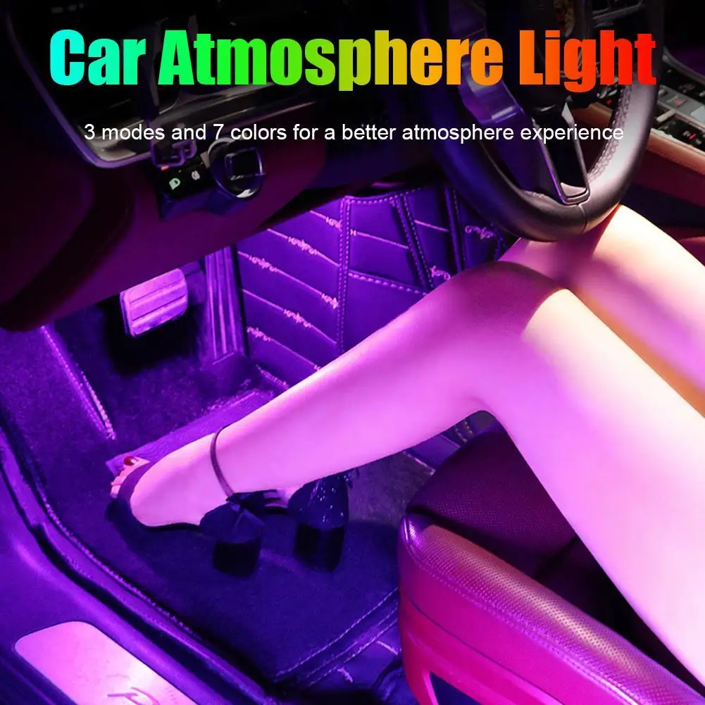 

1Pc Car Footwell Atmosphere Lights Car Foot Atmosphere Socket Light Atmosphere USB Light Wireless To One Foot Monochrome Fo F7T4