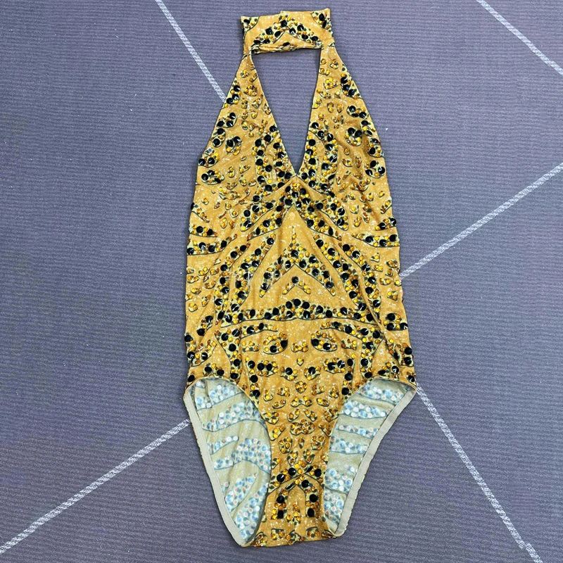 هالوين بار القطب ملابس الرقص الذهب الراين ارتداءها النساء جوجو راقصة زي ملهى ليلي DJ مهرجان الزي XS10770