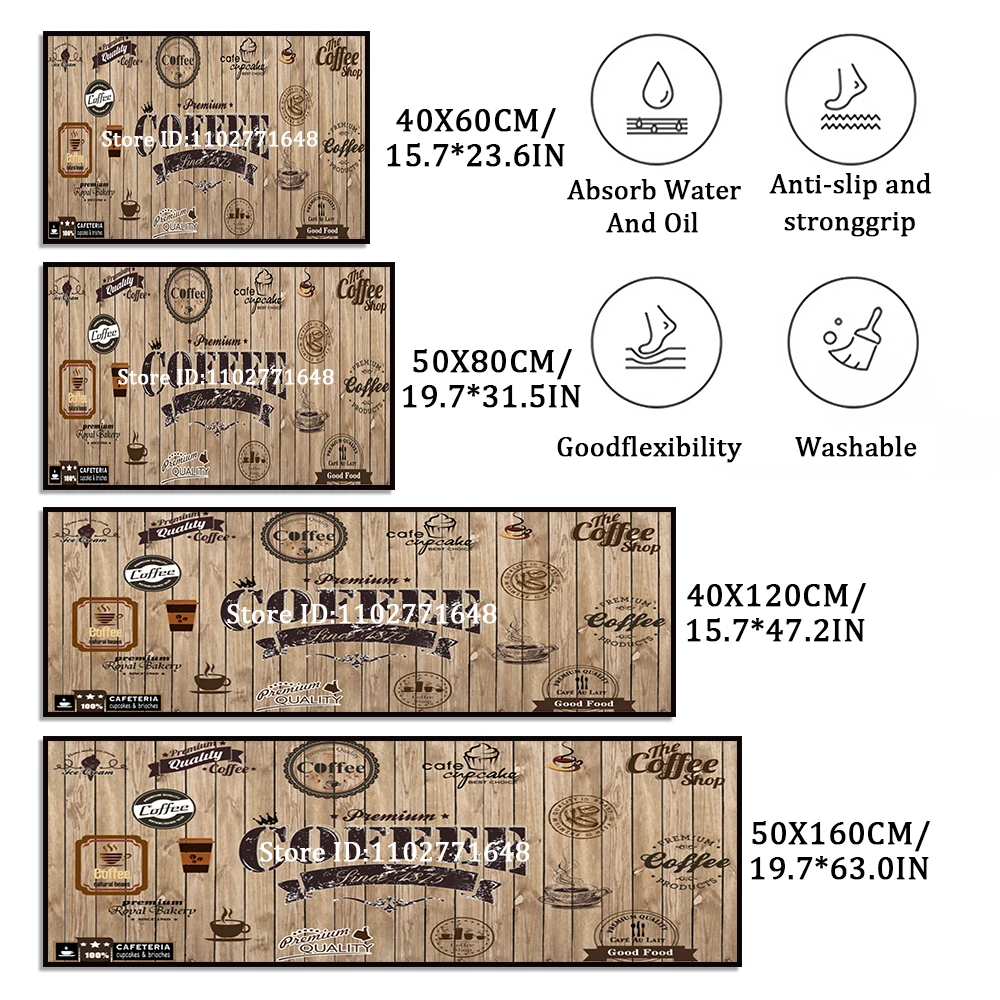 Kaffee Küche Boden Matte Hause Flur Fußmatte Wohnzimmer Schlafzimmer Balkon Dekoration Teppich Bad Eingang Tür Nicht-Slip Fuß Teppich – Detail 1