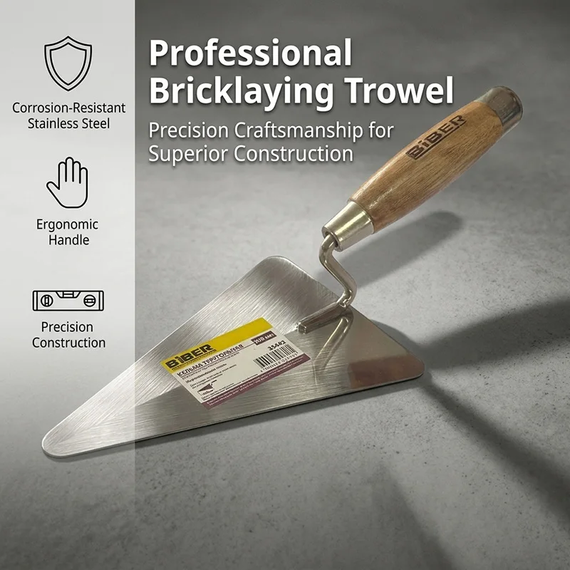 6 Inch Pointed Trowel Stainless Steel Masonry Tool with Wooden Handle for Plastering Bricklaying