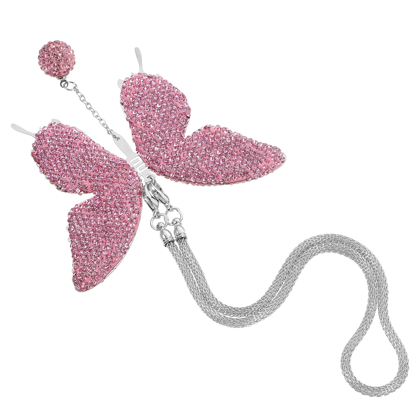 

Butterfly Pendant Car Hanging Ornament Rhinestone Rear View Mirror Accessory Stainless Steel Clay Material Versatile Use Car