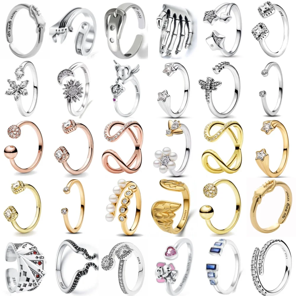 

Регулируемое кольцо из стерлингового серебра 925 пробы с блестящими цирконами, высокое качество, для женщин, свадебное, изысканное, модное ювелирное украшение, подарок