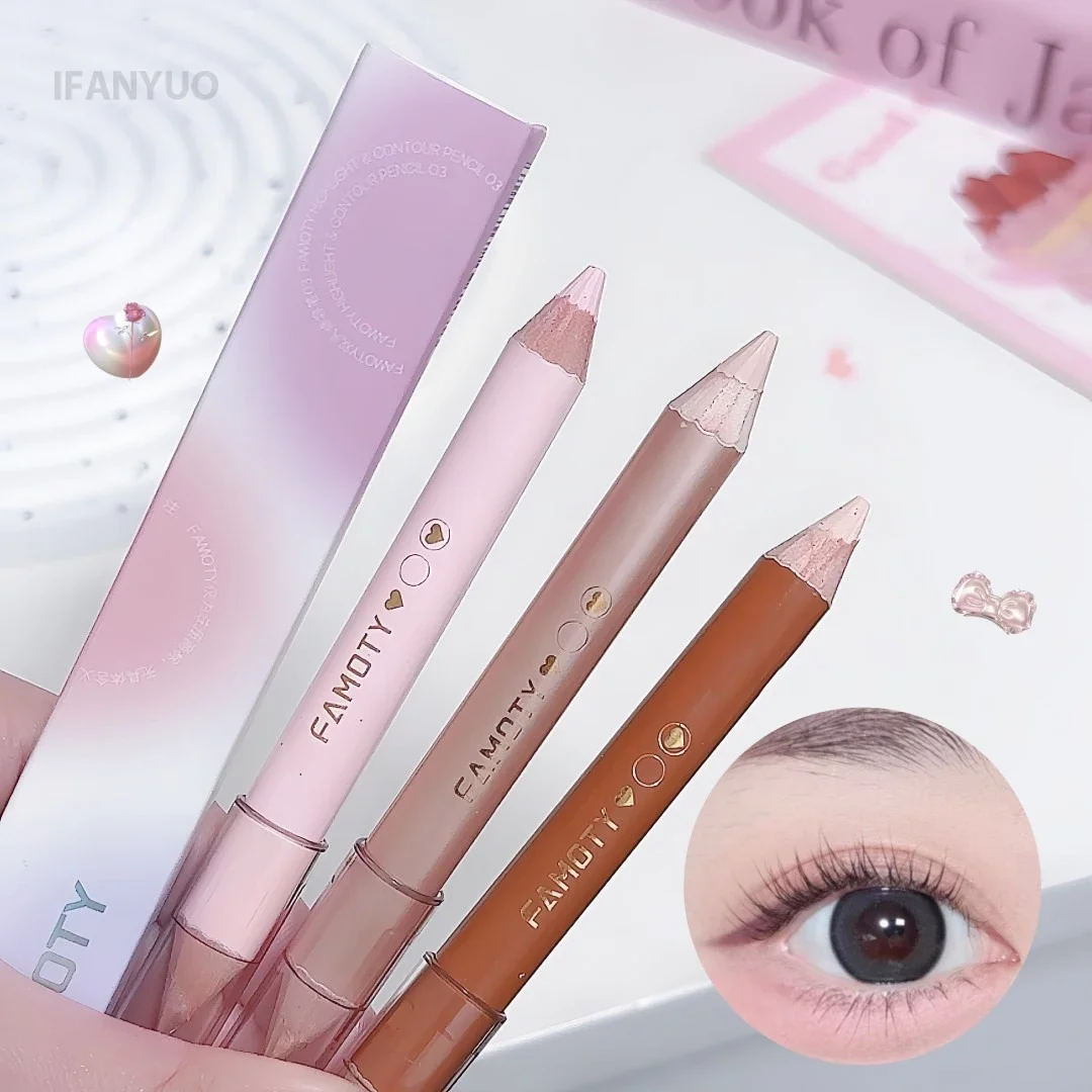 Double Head Highlighter & Contour Stick V Face Sculpting Nose Shadow Concealer Mineral Cream Gel Pen for Brightening