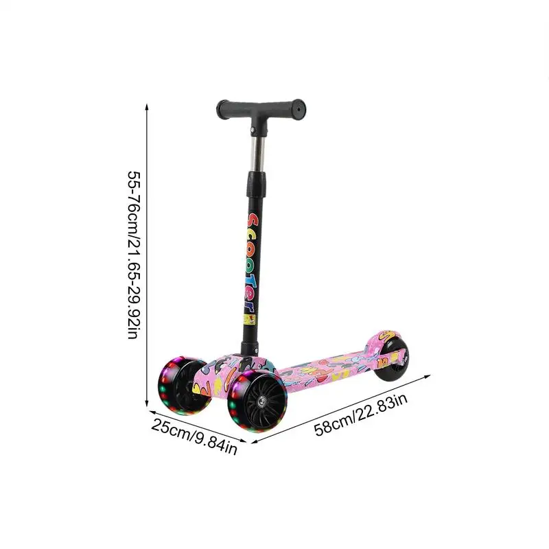 Light Up Scooter Foldable Graffiti Scooter With Flash Wheel Non-slip Deck Three Wheel Scooter Outdoor Activities For Birthday