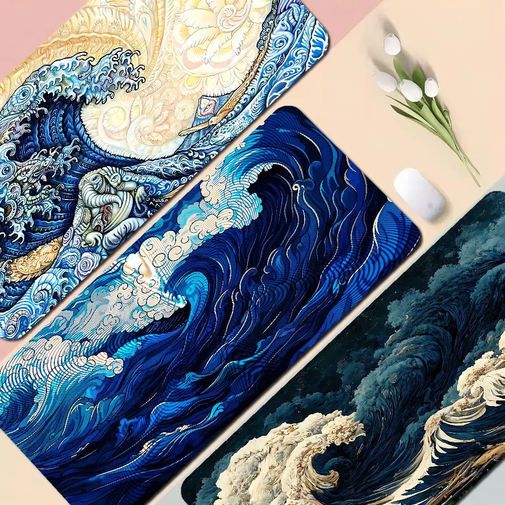 

Японский коврик для мыши «Волна Канагавы», 90x40 см, большой, утолщенный, для игр, клавиатуры, ноутбука, стола, для спальни подростков и девушек