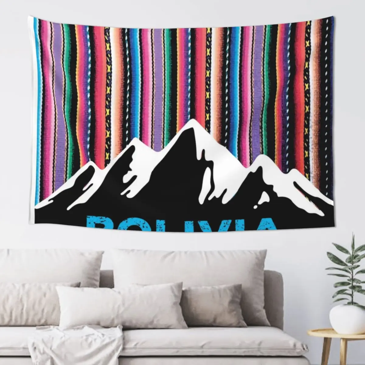 

Andean Bolivian mountains and colorful aguayo sky Tapestry Room Design Decor For Room Wall Hanging Tapestry