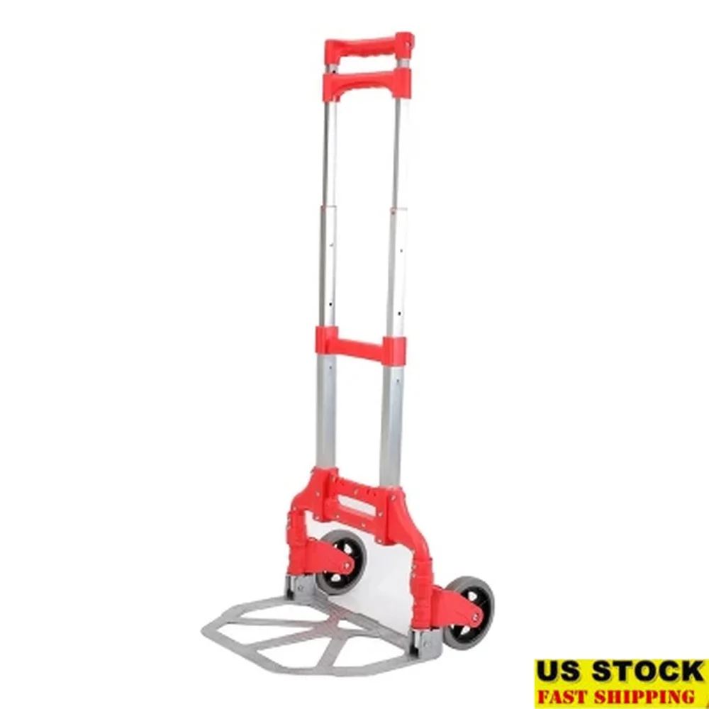

Folding Utility Cart Aluminum Rolling Dolly with Wheels Metal Construction No Assembly Required Universal Storage Portable