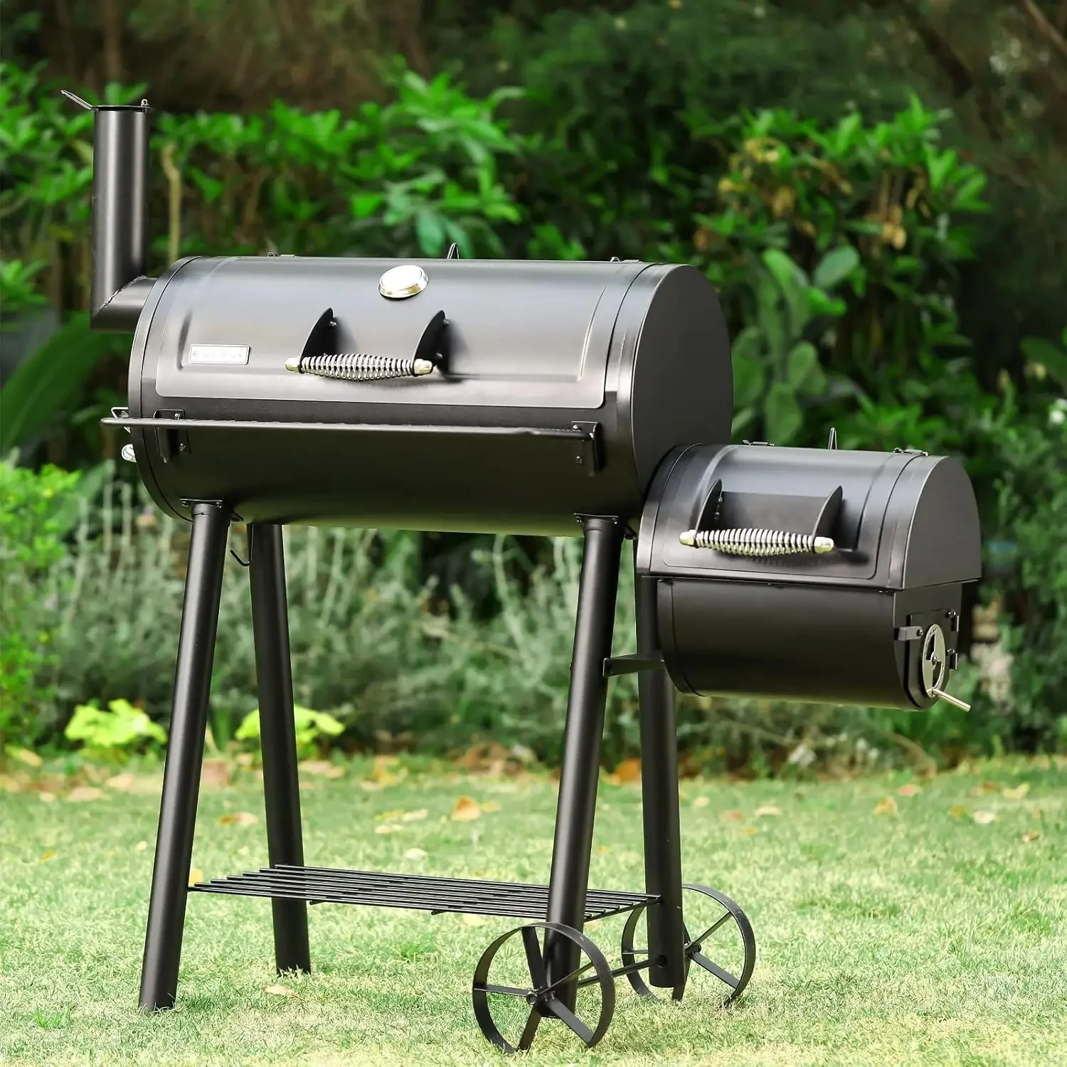 Charcoal Grill with Offset Smoker, 512 Square Inches Outdoor BBQ Grill Offset Charcoal Smoker for Patio